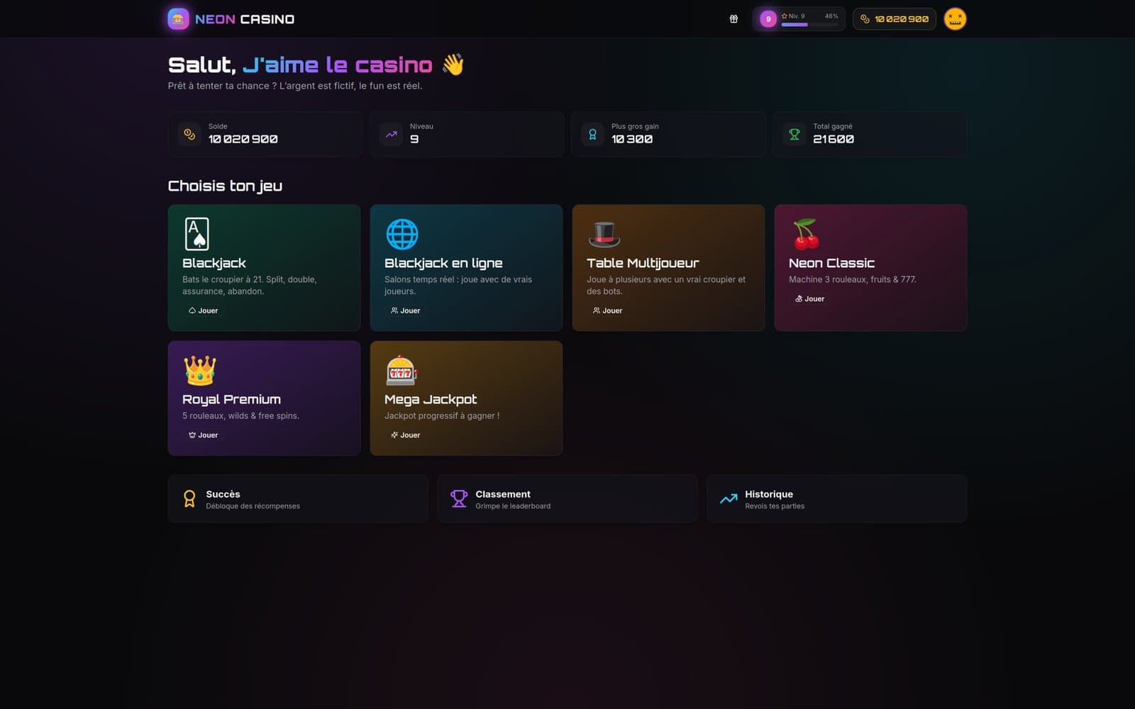 Aperçu du projet Nova Casino